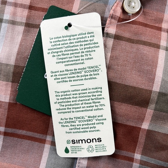 Simons Le31 |  Vision Organic Cotton and Tencel Blend Button Down Shirt | Large - Picture 5 of 8
